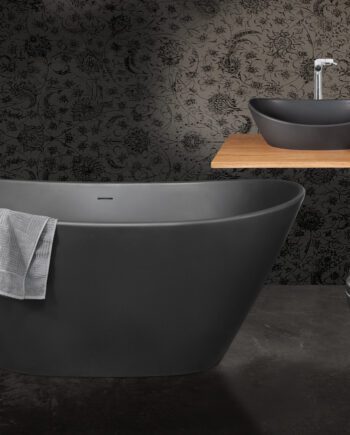 Badkar PAA Amore – fristående, Silkstone, matt stenkomposit, grafit, 160 cm
