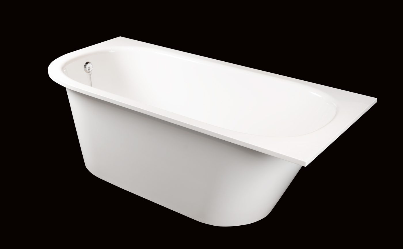 Badkar PAA Vario Long – för inbyggnad, Cast Stone, blank stenkomposit, 1 rundat hörn, 168 cm