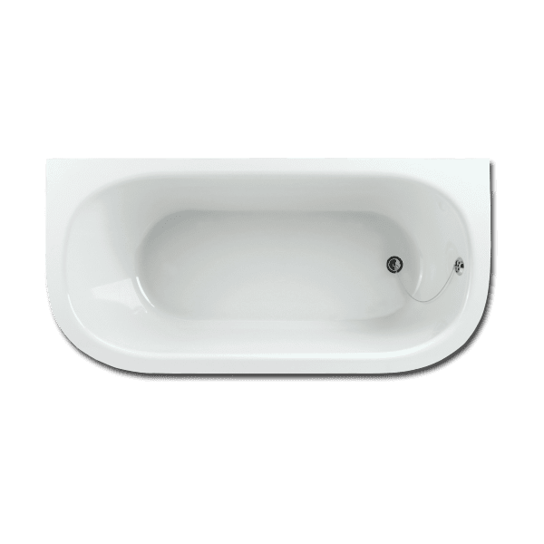Badkar PAA Vario – för inbyggnad, Cast Stone, blank stenkomposit, 2 rundade hörn, 156 cm
