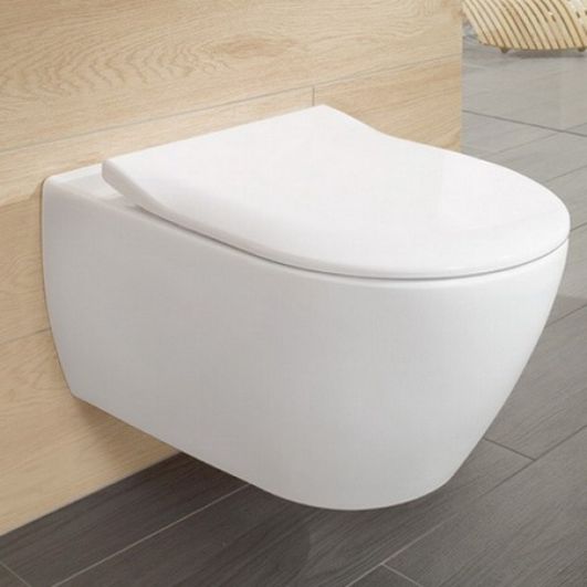 Toalettstol Villeroy & Boch Subway 2.0 – rimless, vägghängd, mjukstängande Slimseat-sits