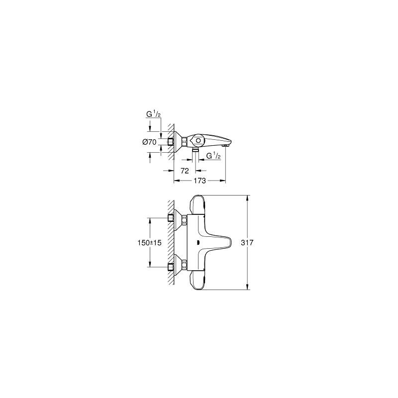 Blandare Grohe Grohtherm 1000 New – termostatblandare för badkar, krom
