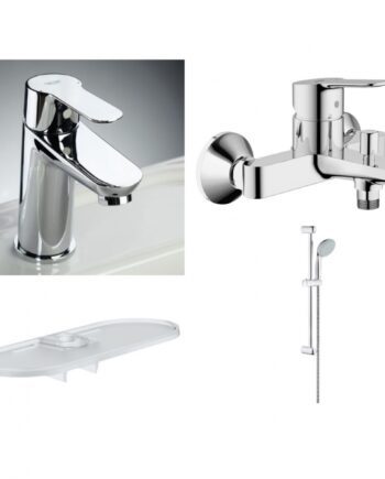 Duschset Grohe BauEdge – badrumsset med tvättställsblandare, badkarsblandare och duschset, krom