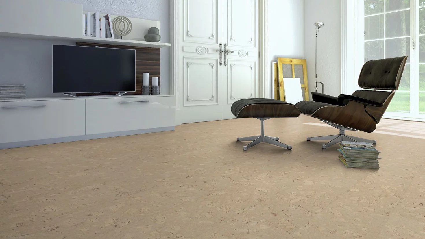 Korkgolv för kök Granorte Naturtrend Marmor Cream