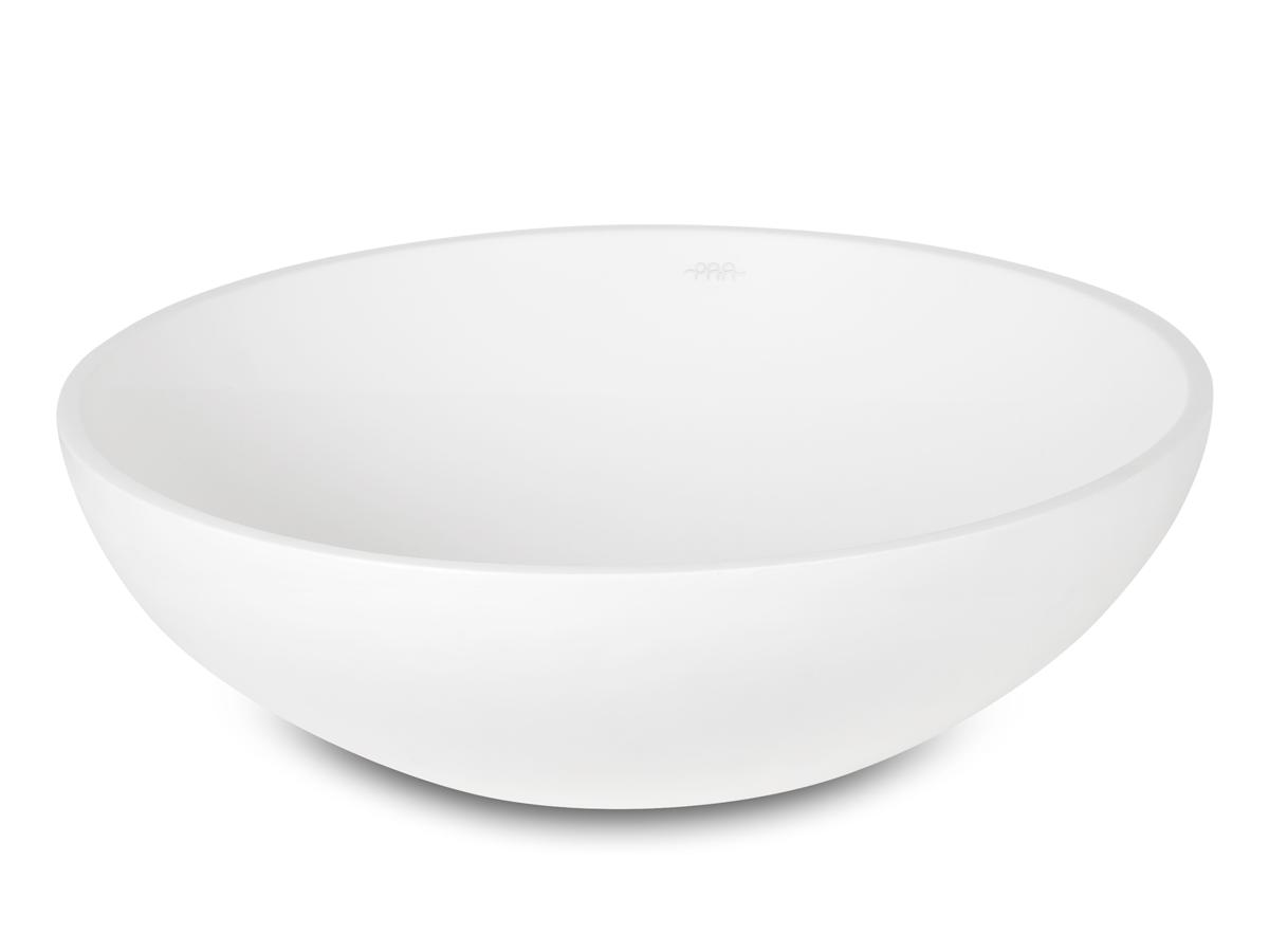 Handfat PAA Round ON – för bänkskiva, Silkstone, matt stenkomposit, Silkstone-bottenventil