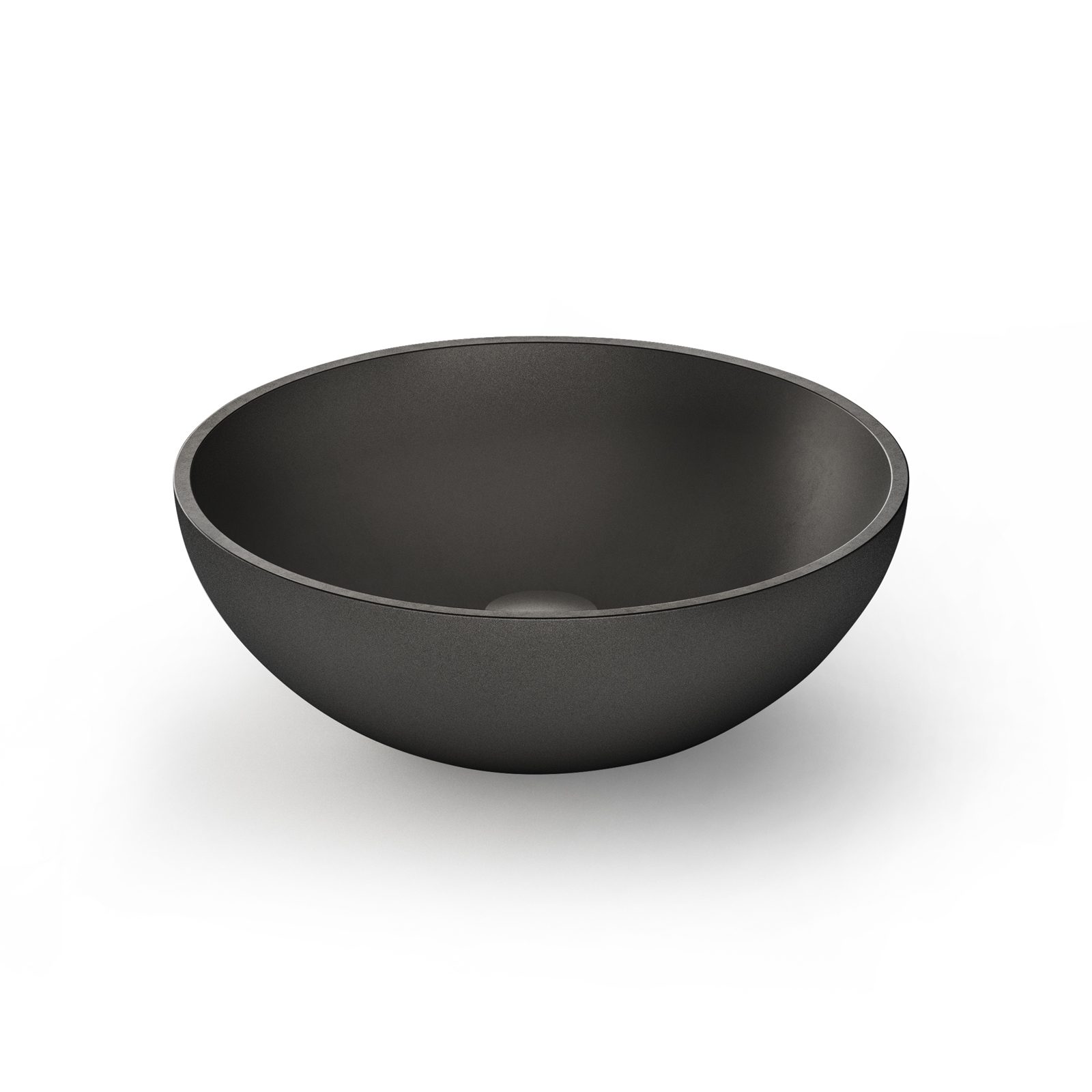 Handfat för badrum PAA Round ON – för bänkskiva, Silkstone, matt grafit stenkomposit, Silkstone-bottenventil