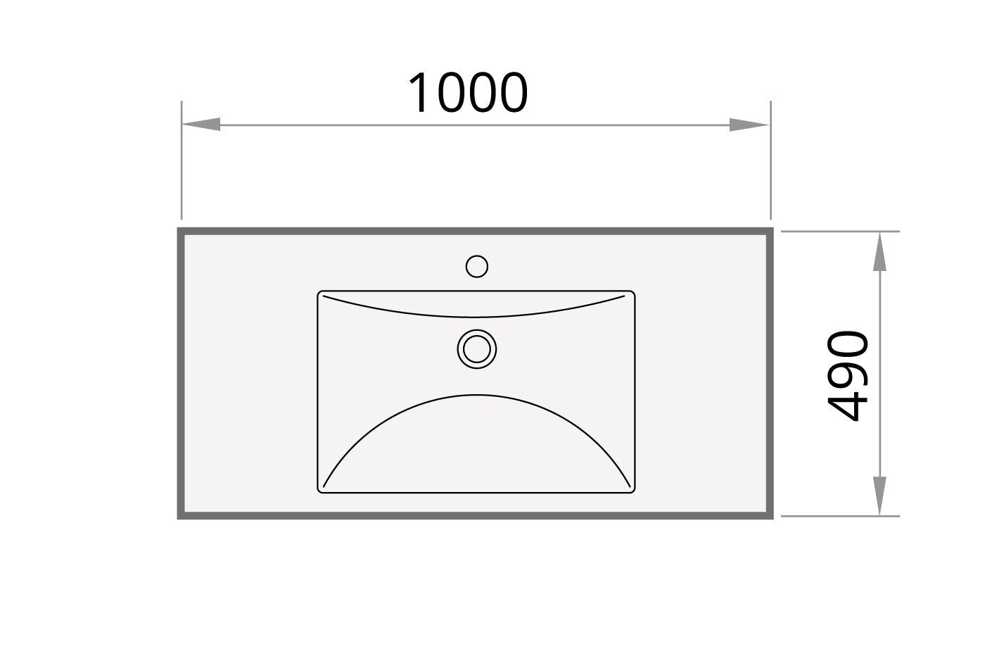 Tvättställ PAA Long Step 1000 – Cast Stone, blank stenkomposit
