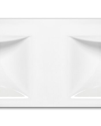 Handfat i sten PAA Long Step Duo – Cast Stone, blank stenkomposit, dubbelt tvättställ