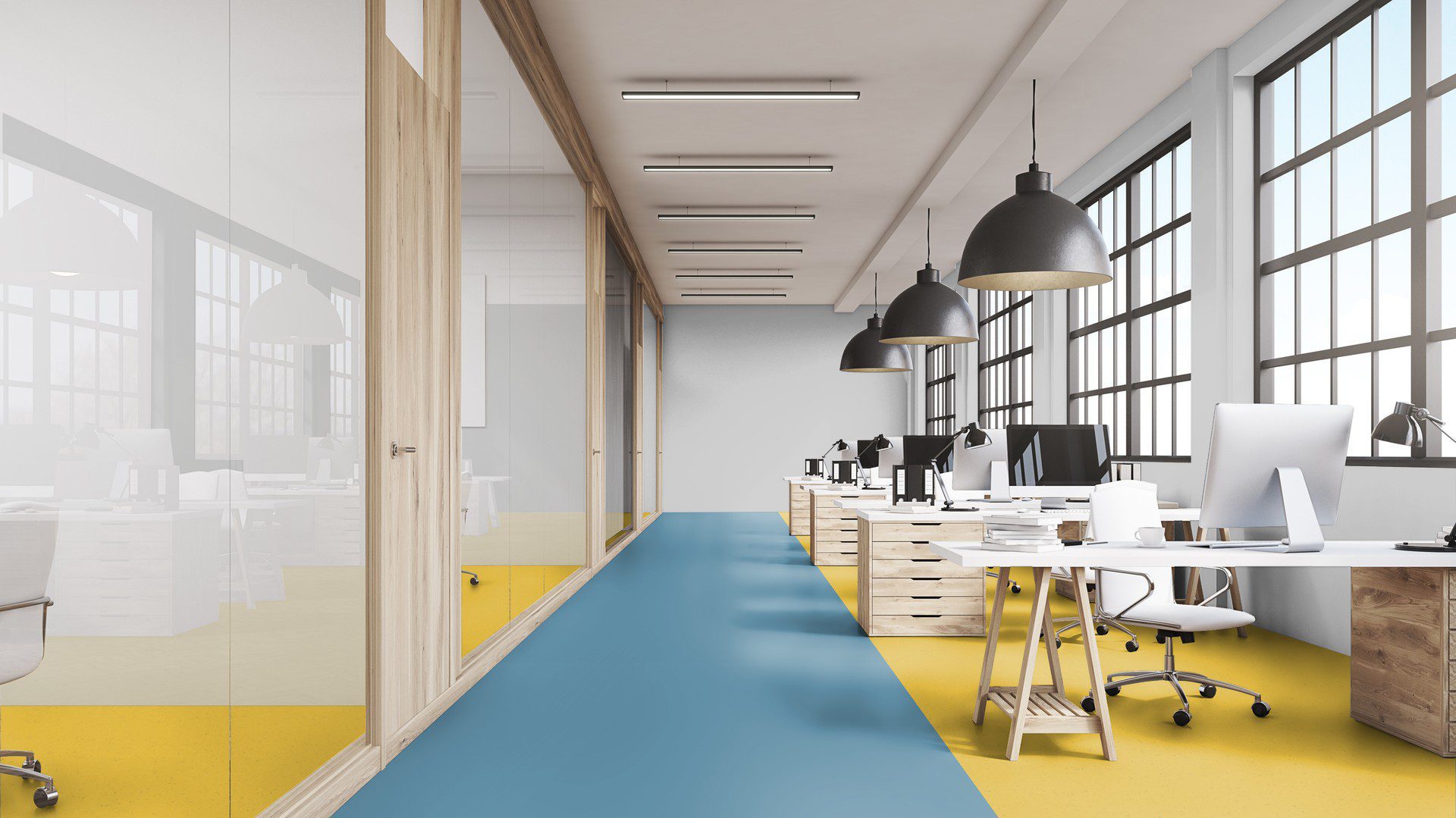 Linoleumgolv Gerflor Uni Walton Acoustic Plus 19dB 0095 Spring Blue