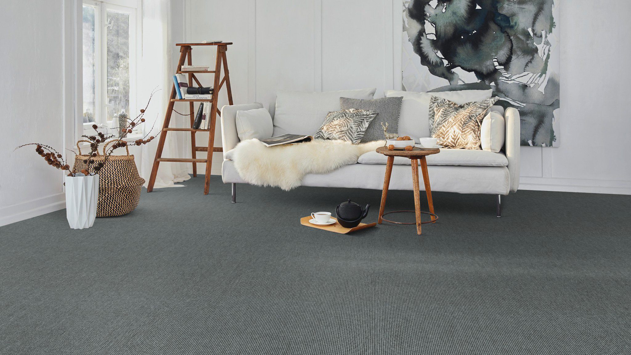 Ullmatta Tretford Interland 649 Gravel – getthår och ull
