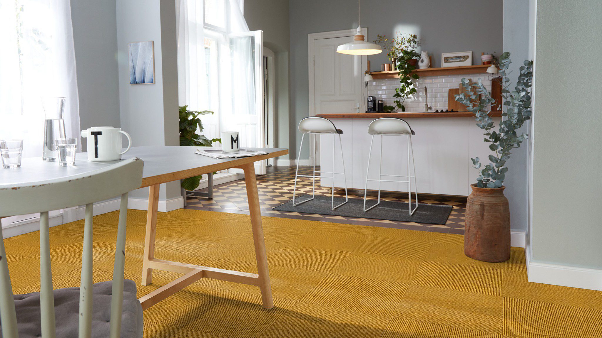 Heltäckningsmatta Tretford Interland 568 Jonquille – getthår och ull