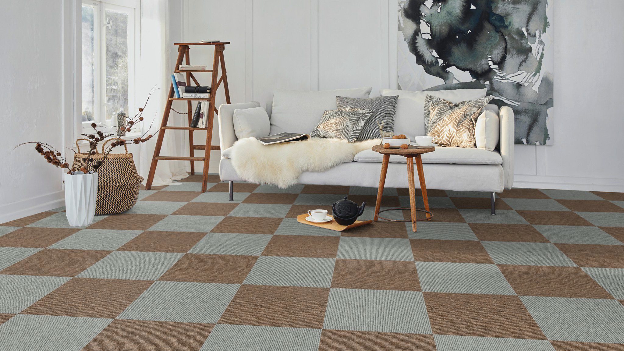 Heltäckningsmatta för sovrum Tretford Interland 571 Mushroom – getthår och ull