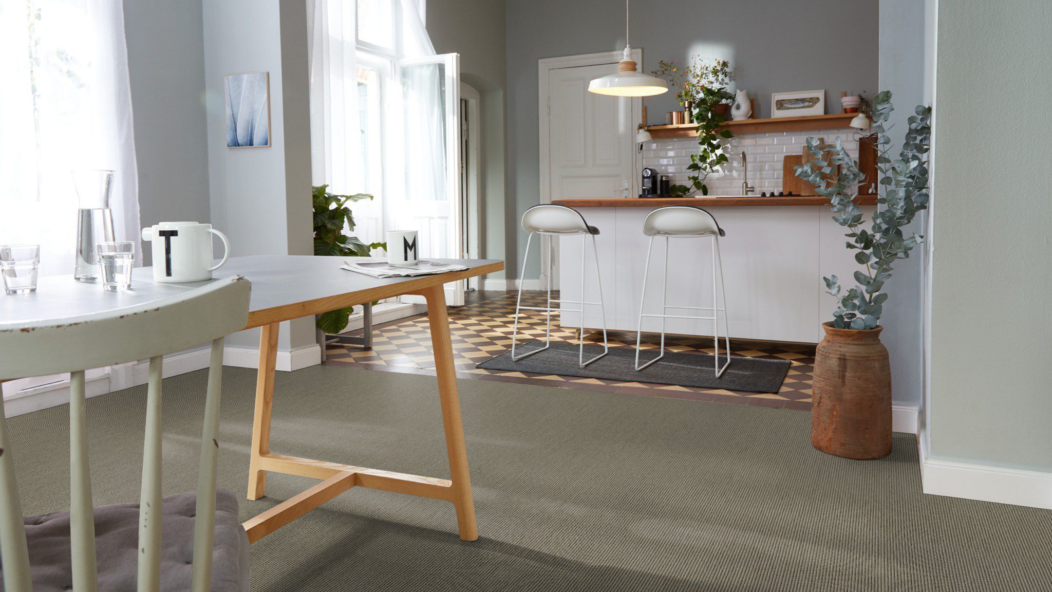 Ullmatta Tretford Interland 642 Thyme – getthår och ull