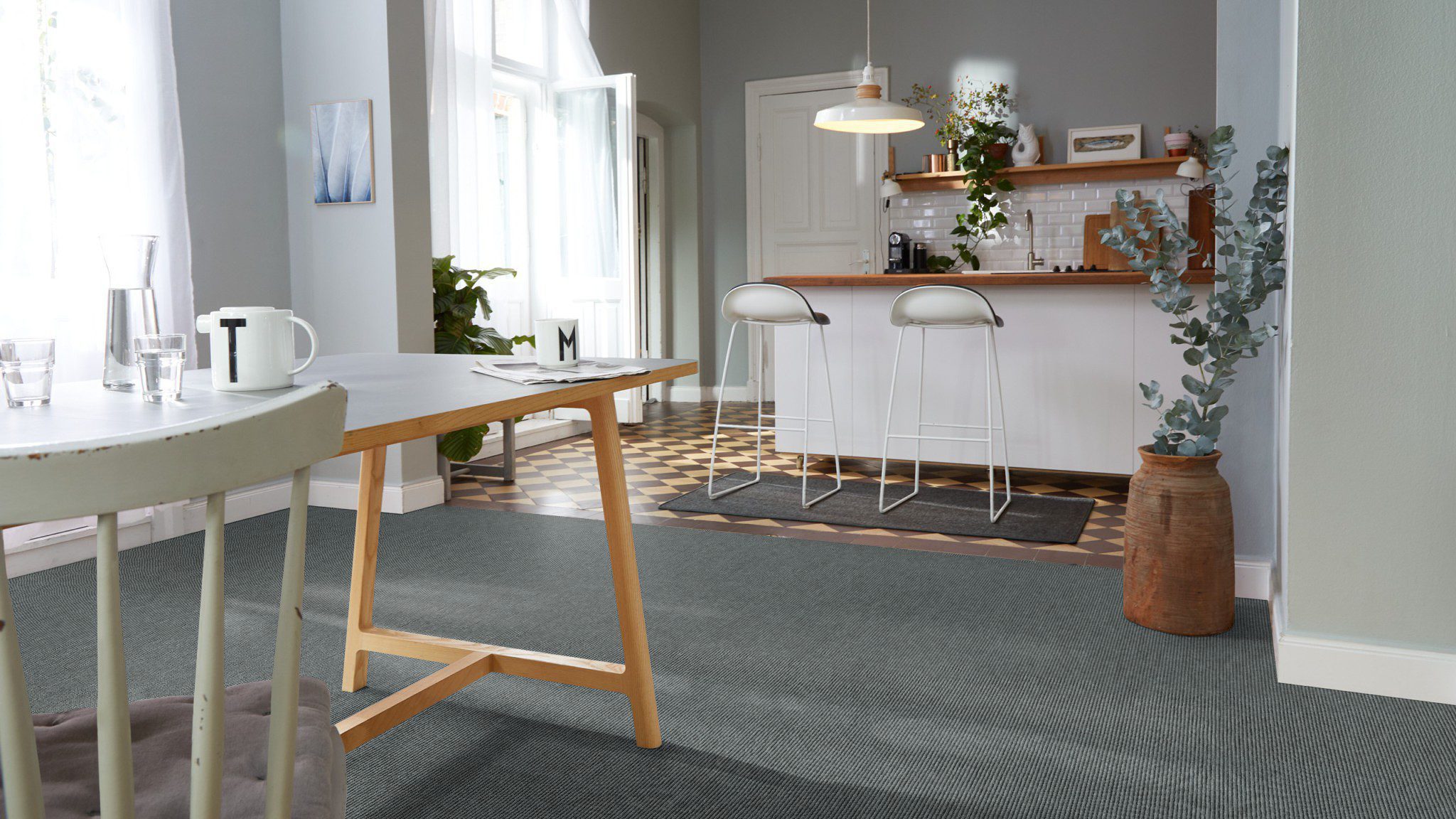 Ullmatta Tretford Interland 649 Gravel – getthår och ull