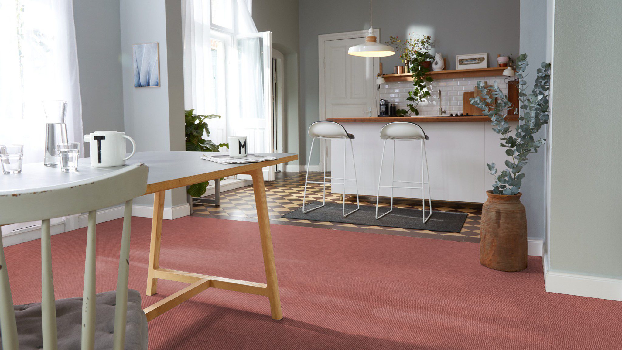 Heltäckningsmatta Tretford Interland 588 Rose – getthår och ull