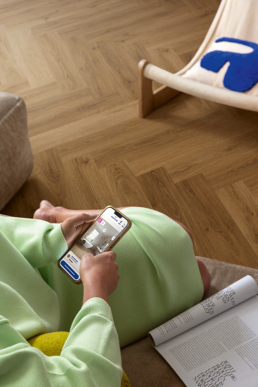 Vinyl flooring herringbone quick-step ciro botanic caramel oak