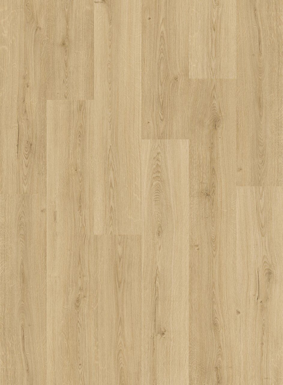 Vinüülparkett Quick-Step Bloom Botanic Beige õrnalt heledatud tamme toonige kergelt rustikaalse tammest põrandalaua disainiga