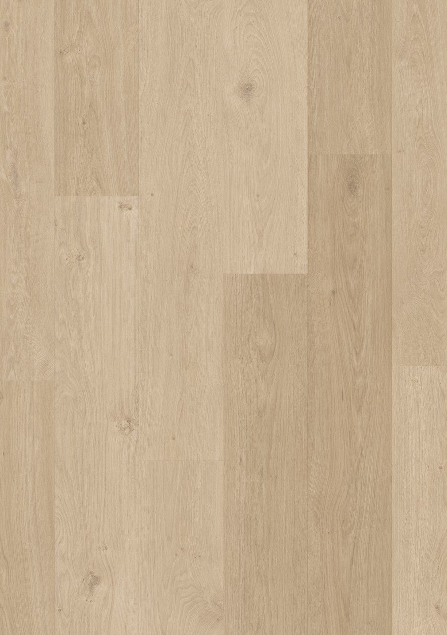 Vinyylilankku Quick Step Blos Coast Tammi Sand Vaalea, vaalea hiekan sävyinen tammi ja lankkulattia tammi.