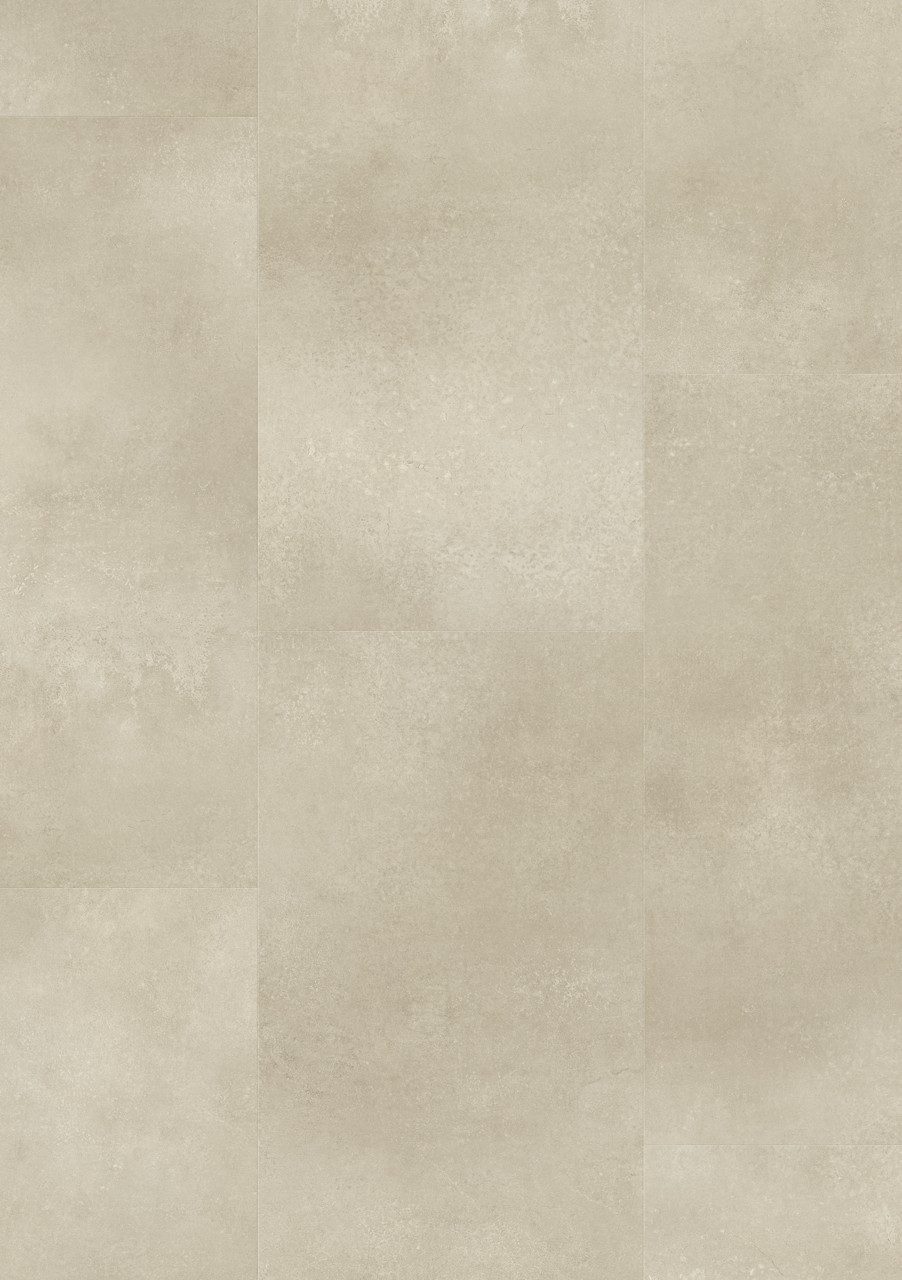 Vinüülparkett Quick-Step Illume Sandstone concrete helehalli tooni ja faasitud betooni disainiga