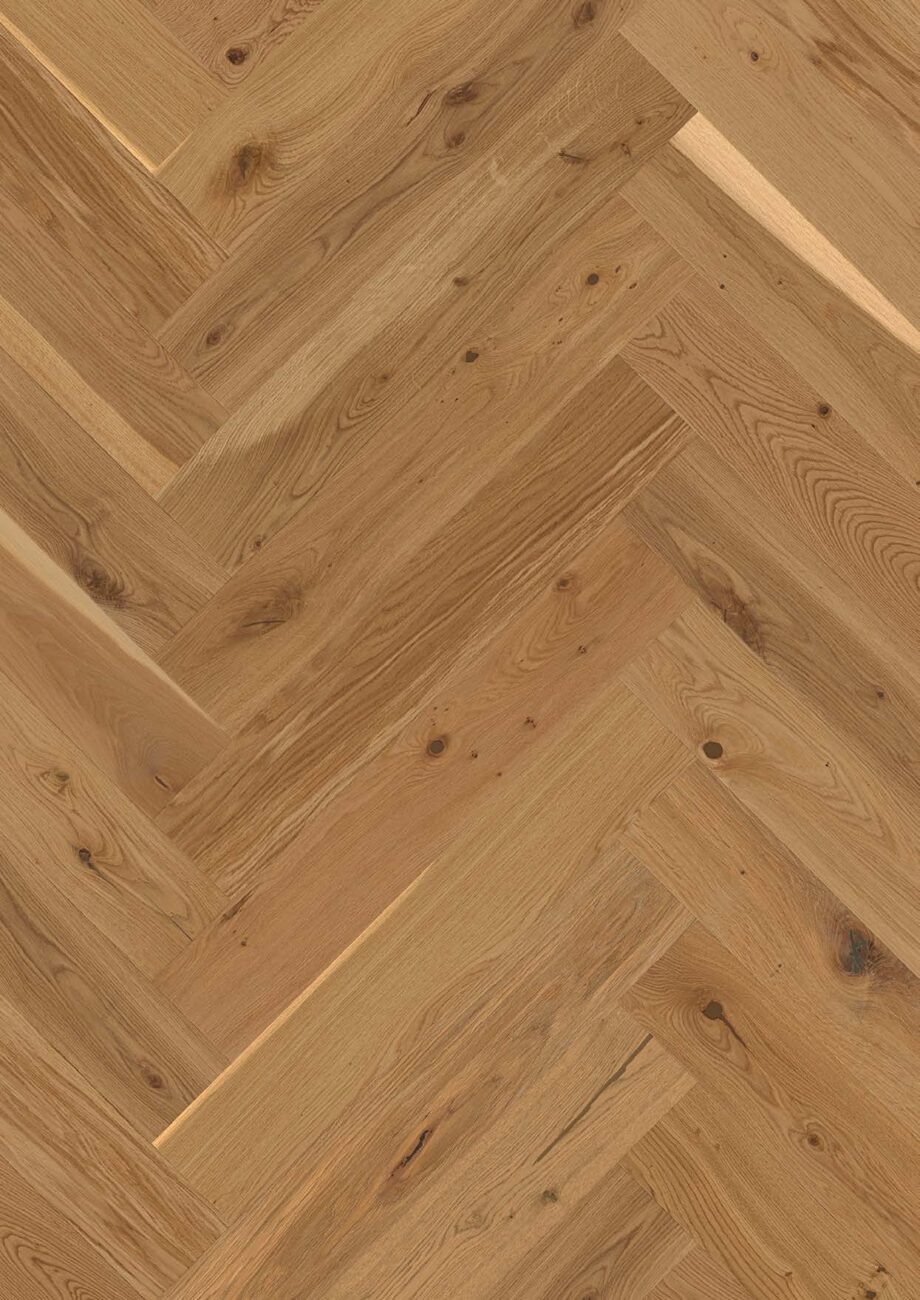 Kalasaba parkett Bauwerk Vectorpark tamm 46 matt lak helepruunika tooni ja rustikaalse sorteeringuga.