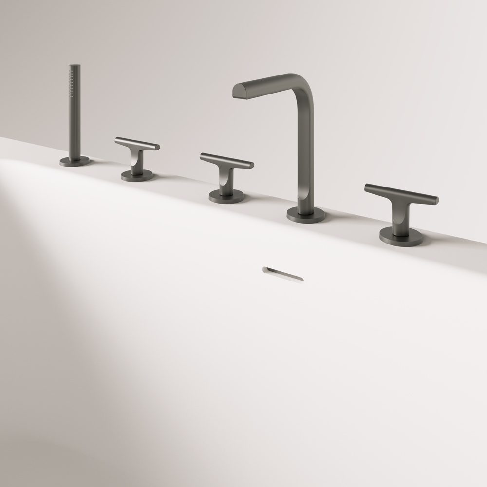 Badkar mot vägg PAA QUADRO WALL 160,5x76 cm, svart Graphite – 3