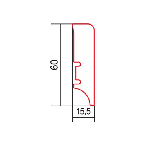 Fanerad golvlist ask lackad P6P, 60x16x2200 mm – 2