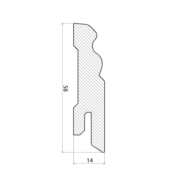 Golvlist furu vitmålad, profilerad, 14x58x2700 mm – 2
