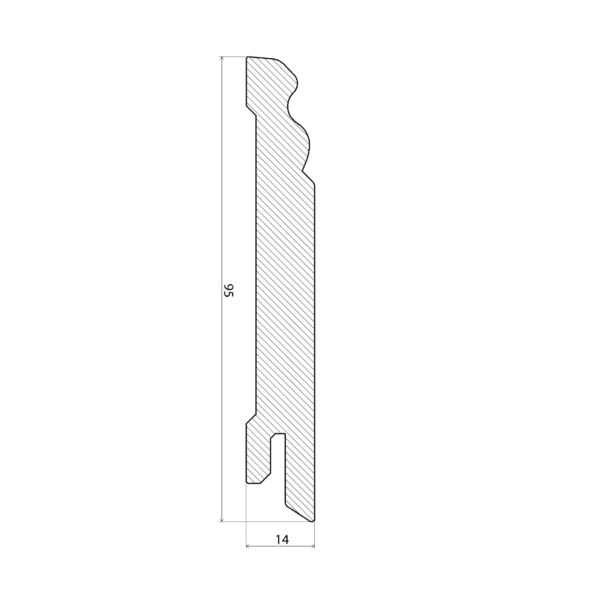 Golvlist furu vitmålad, profilerad, 14x95x2700 mm – 2