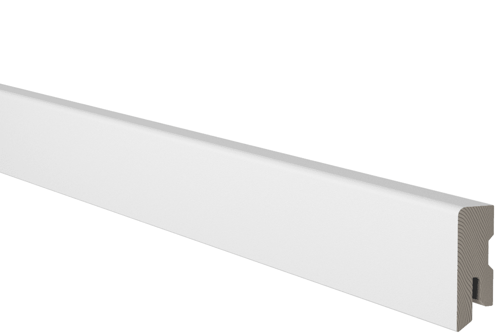 Golvlist furu vitmålad, slät, 14x42x2700 mm