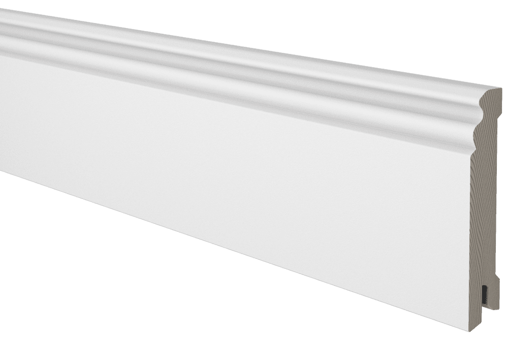 Golvlist furu vitmålad, profilerad, 14x95x2700 mm