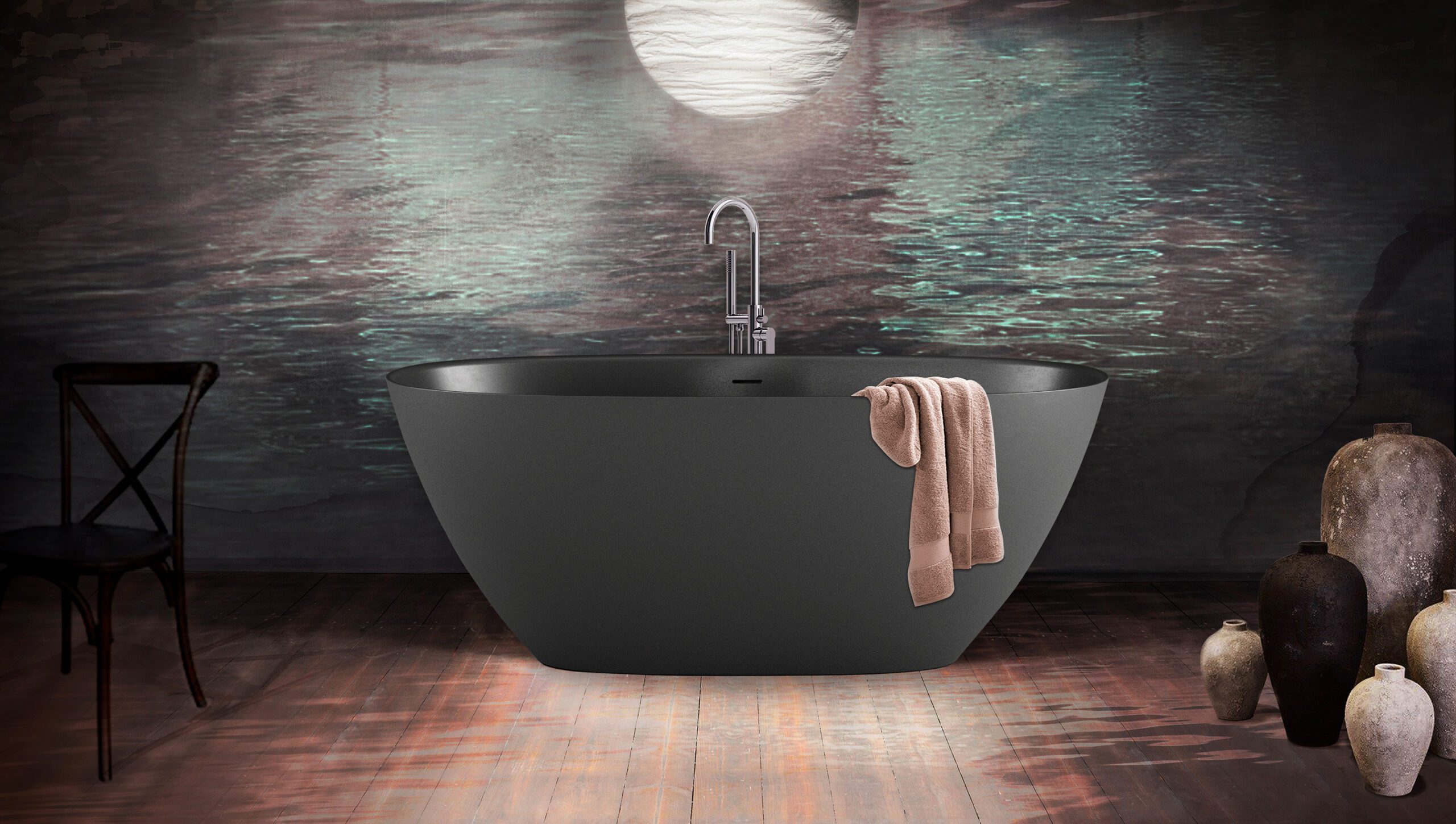 Fristående badkar PAA PERLA 160 160x75 cm, svart Graphite – 2