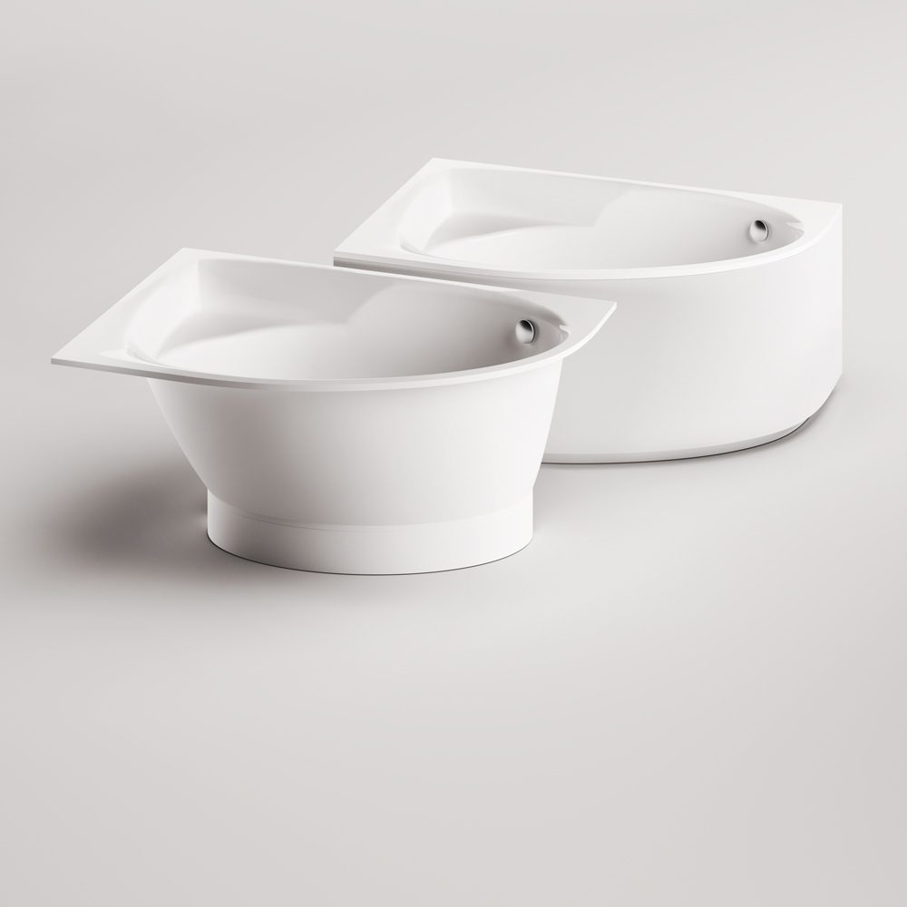 Hörnbadkar PAA TRE 150 D 150x100 cm, höger, gjutmarmor – 8