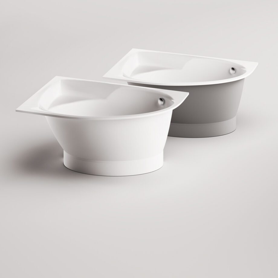 Nurgavann PAA TRE 150 D 150×100 cm, parempoolne, läikiv kivimass 9 Hörnbadkar PAA TRE 150 D 150x100 cm, höger, gjutmarmor – 9