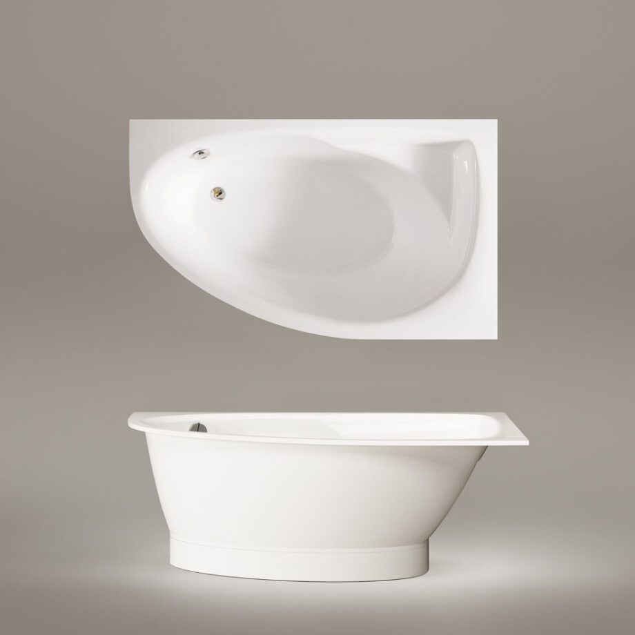 Nurgavann PAA TRE 170 A 170×100 cm, vasakpoolne, läikiv kivimass 3 Hörnbadkar PAA TRE 170 A 170x100 cm, vänster, gjutmarmor – 3