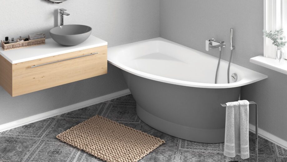Hörnbadkar PAA TRE 170 D 170x100 cm, höger, gjutmarmor – 2