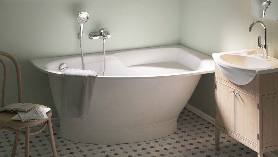 Hörnbadkar PAA TRE 150 A 150x100 cm, vänster, gjutmarmor – 2
