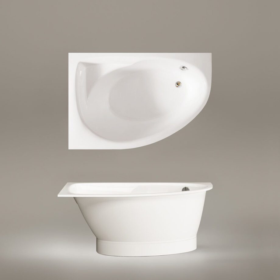 Nurgavann PAA TRE 150 D 150×100 cm, parempoolne, läikiv kivimass 4 Hörnbadkar PAA TRE 150 D 150x100 cm, höger, gjutmarmor – 4
