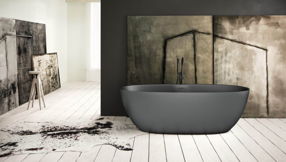 Must eraldiseisev kivivann PAA BELLA Graphite 170×80 cm, matt 2 Fristående badkar PAA BELLA 170,5x80 cm, svart Graphite – 2