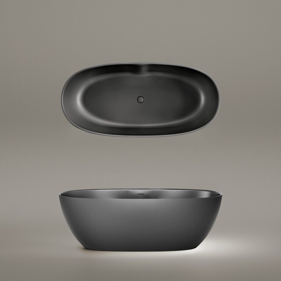 Must eraldiseisev kivivann PAA BELLA Graphite 170×80 cm, matt 3 Fristående badkar PAA BELLA 170,5x80 cm, svart Graphite – 3