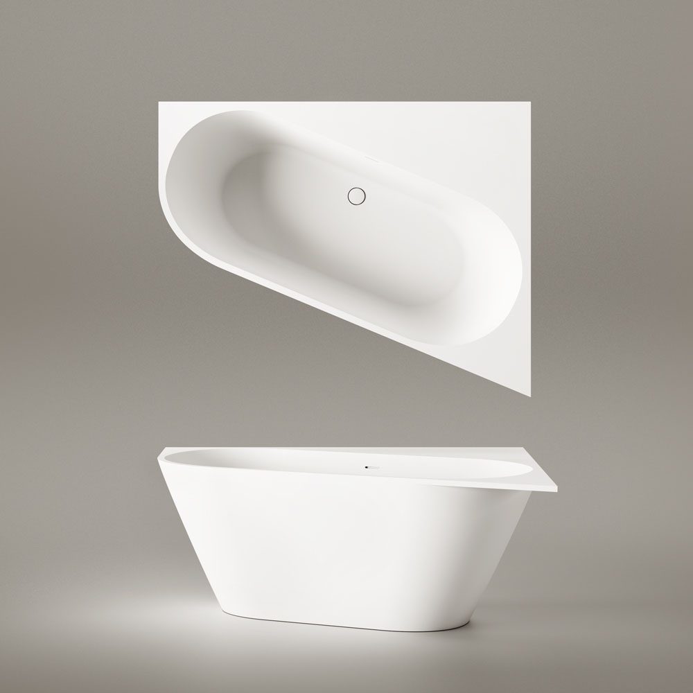 Hörnbadkar PAA DECO CORNER A 160x127 cm, vänster, Silkstone – 5