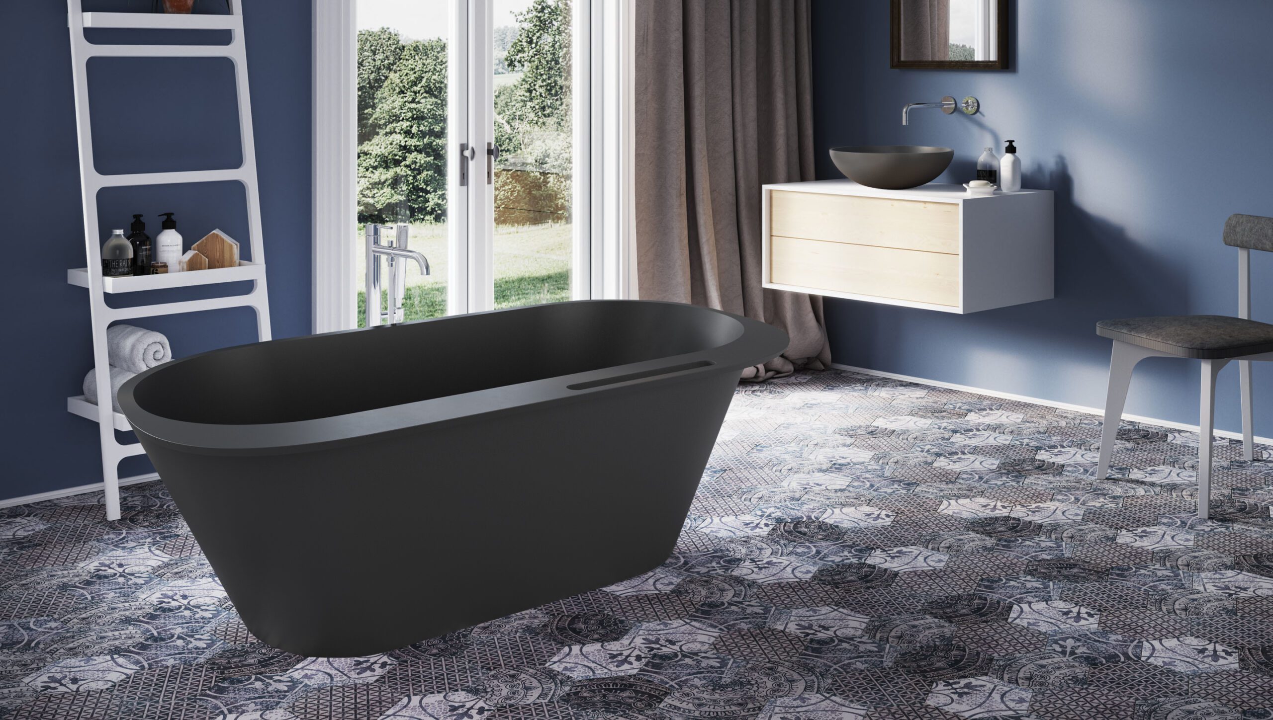 Fristående badkar PAA DECO RIM 166x81 cm, svart Graphite – 2