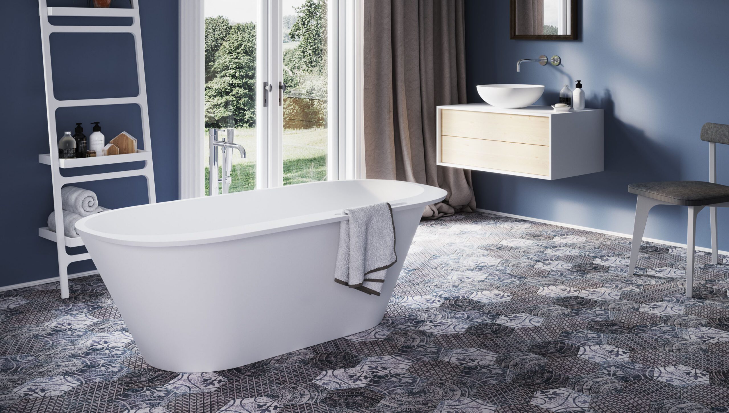 Fristående badkar PAA DECO RIM 166x81 cm, Silkstone – 2