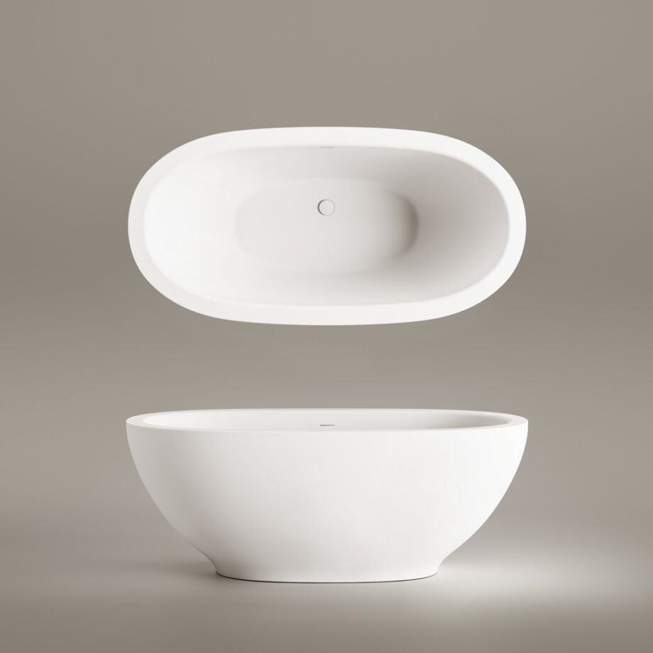 Eraldiseisev kivivann PAA DOLCE 180×90 cm, matt Silkstone 3 Fristående badkar PAA DOLCE 180x90 cm, Silkstone – 3