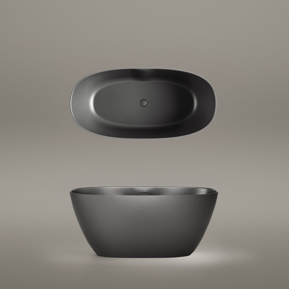 Must eraldiseisev kivivann PAA PERLA 145 145×71 cm, Graphite, matt 4 Fristående badkar PAA PERLA 145 145x71 cm, svart Graphite – 4