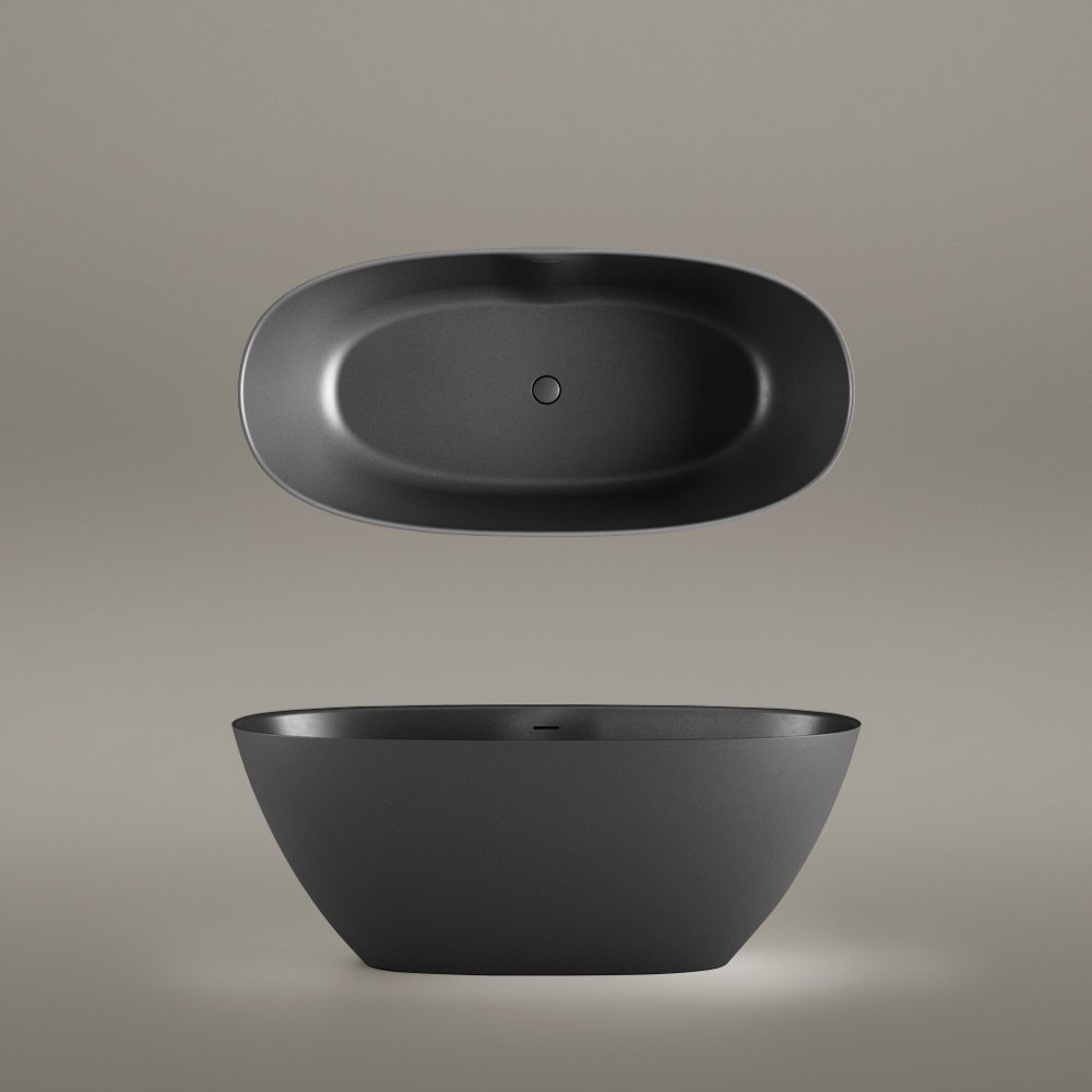 Fristående badkar PAA PERLA 160 160x75 cm, svart Graphite – 3