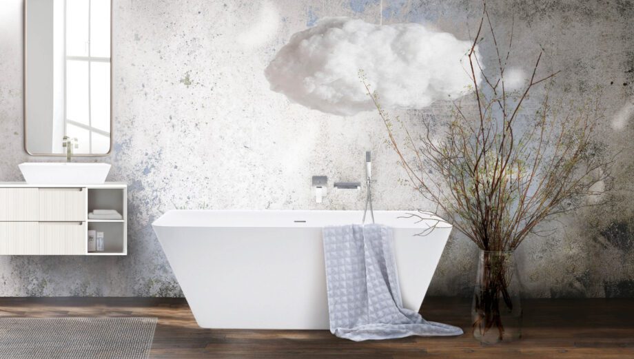 Badkar mot vägg PAA QUADRO WALL 160,5x76 cm, Silkstone – 2
