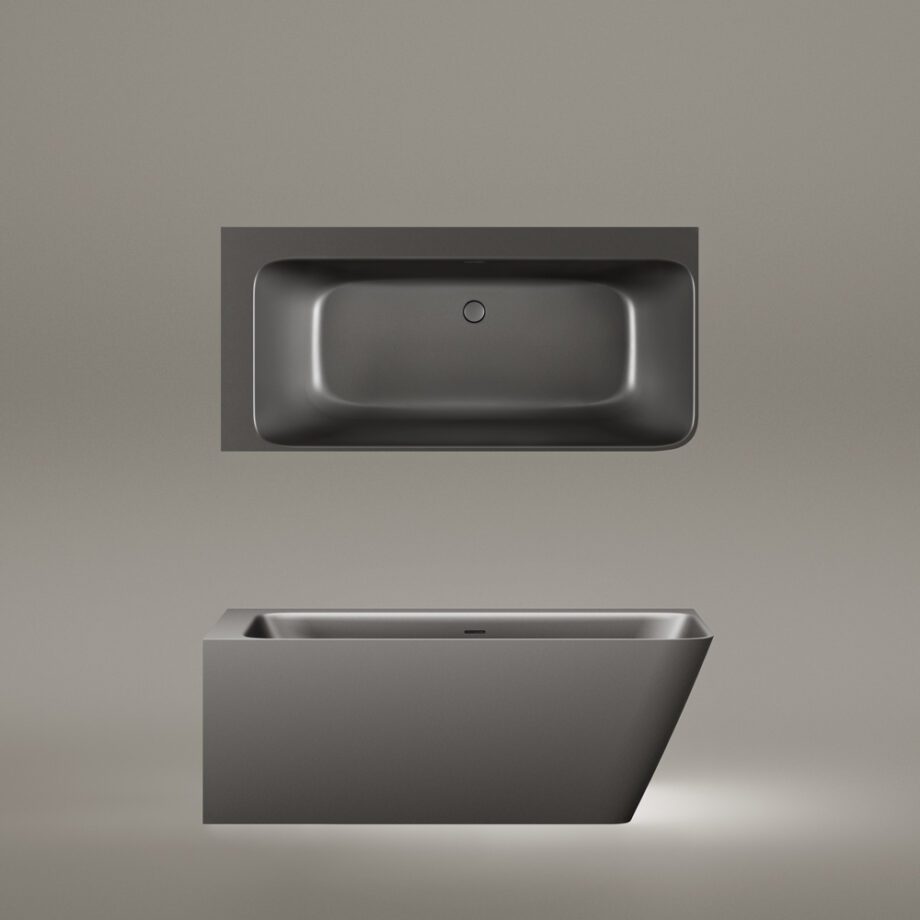 Must nurgavann PAA QUADRO CORNER D 160×75 cm, parempoolne, Graphite, matt 4 Hörnbadkar PAA QUADRO CORNER D 160x75 cm, höger, Graphite – 4