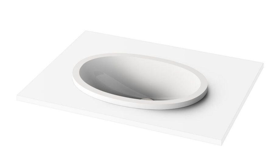 Uputatav valamu PAA OVO IN 55×37,2 cm, kivimass Nedfällt handfat PAA OVO IN 55x37,2 cm, gjutmarmor