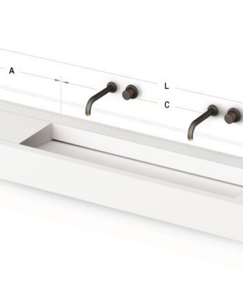Långt måttbeställt tvättställ PAA FLOW 45, Silkstone