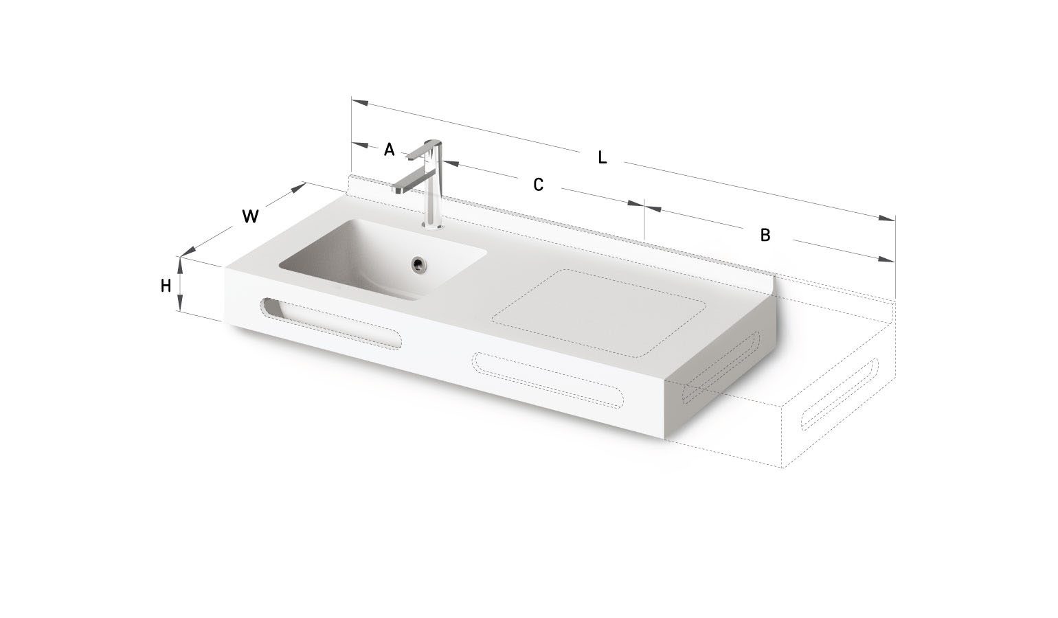 Måttbeställt tvättställ PAA OPUS MINI MTM, Silkstone