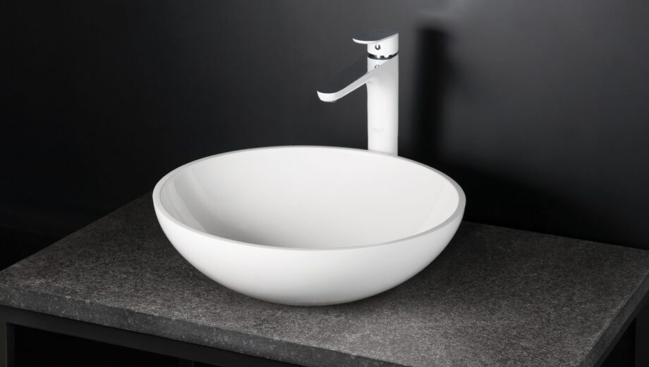 Valamu tööpinnale PAA ROUND ON Ø41 cm, kivimass 2 Ovanpåliggande handfat PAA ROUND ON Ø41 cm, gjutmarmor – 2